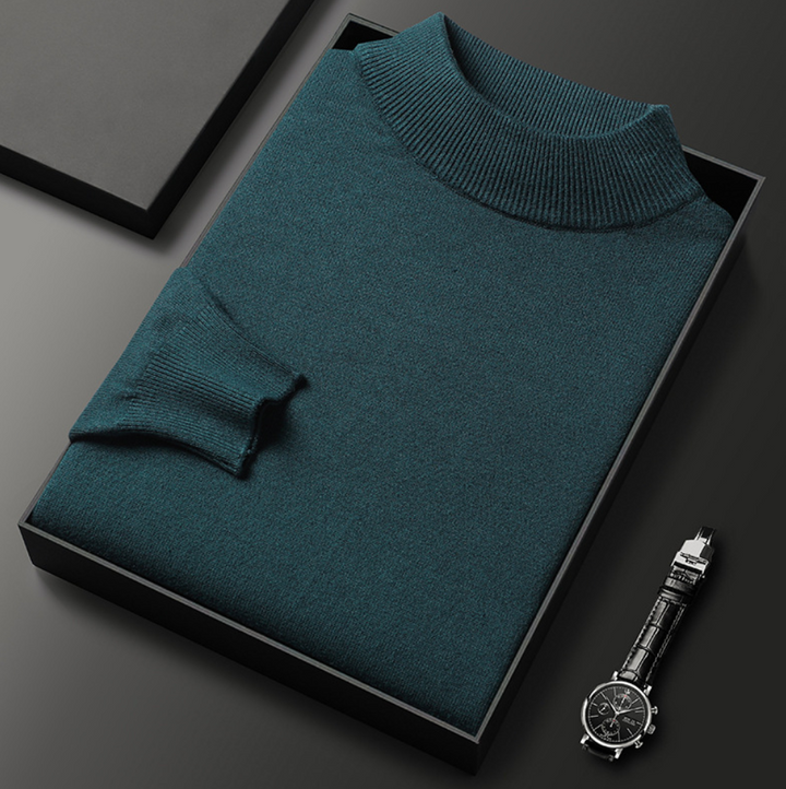 Toby Signature Stitched Turtleneck Sweater