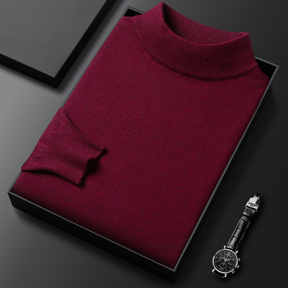 Toby Signature Stitched Turtleneck Sweater