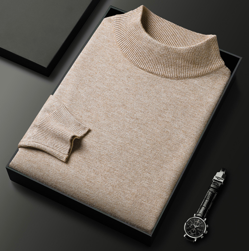 Toby Signature Stitched Turtleneck Sweater