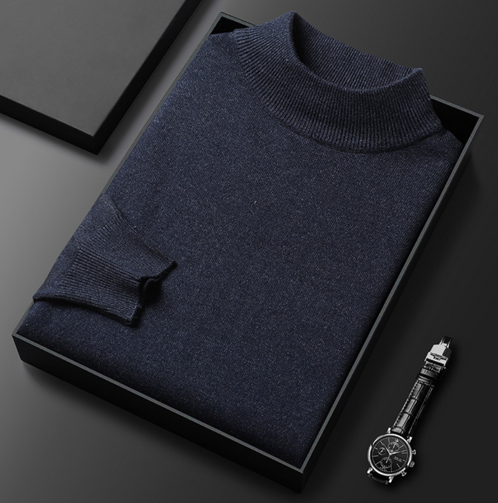 Toby Signature Stitched Turtleneck Sweater