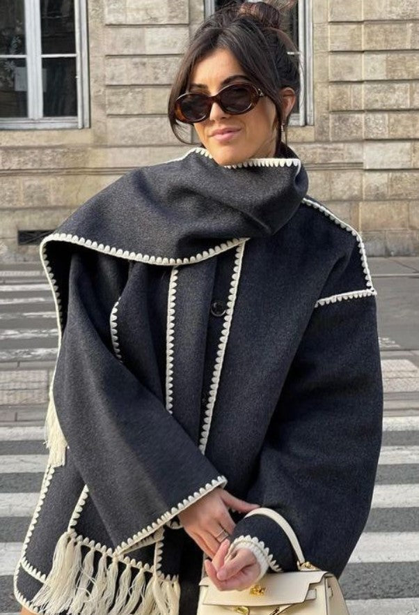 Reina - fringed scarf jacket