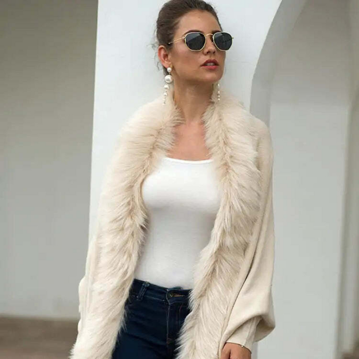 Luxe Faux Fur Trim Cardigan