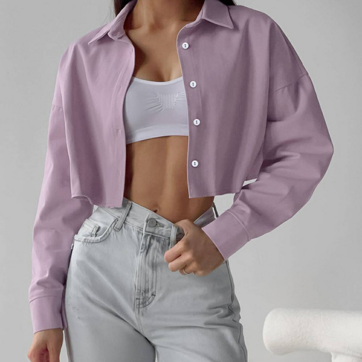 Nira  - Purple Single Breasted Lapel Shirt