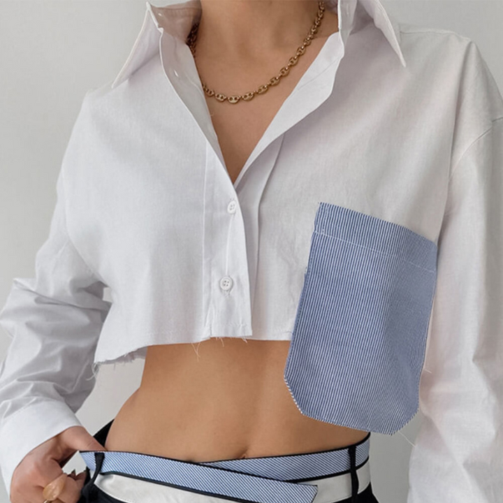 Nani - French Top Contrast Cropped Shirt