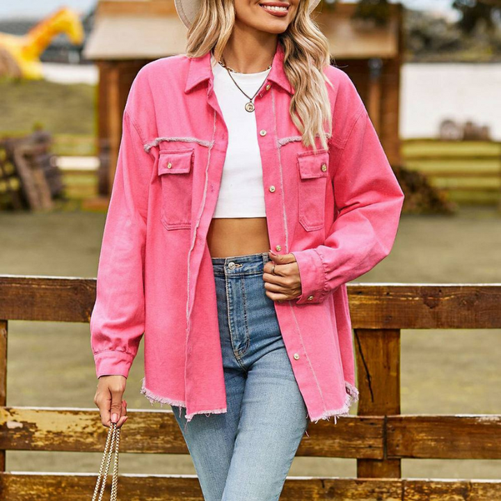 Pink Quilted Chest Pocket Shacket