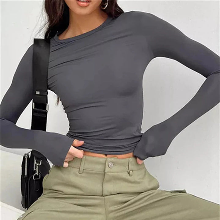 Basic Essential Long Sleeve Cropped Tee