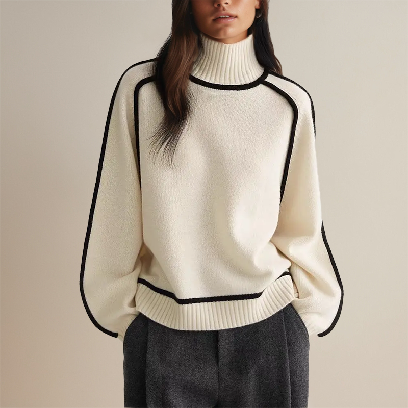 Elyse™ | Luxurious Turtleneck with Contrast Details