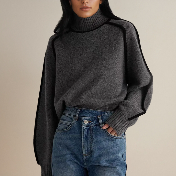 Elyse™ | Luxurious Turtleneck with Contrast Details