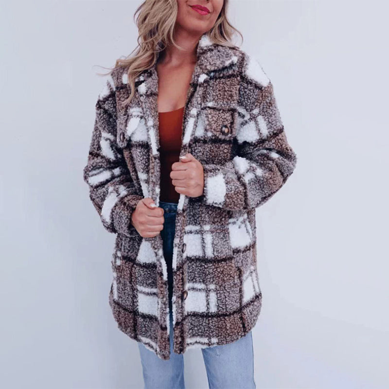 Leabeth | Women's teddy jacket with checks