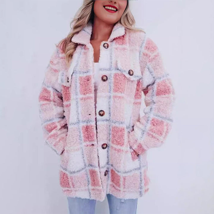 Leabeth | Women's teddy jacket with checks