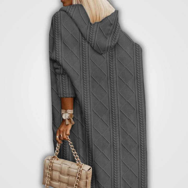 ANNEKE - LONG CARDIGAN VEST WITH HOOD