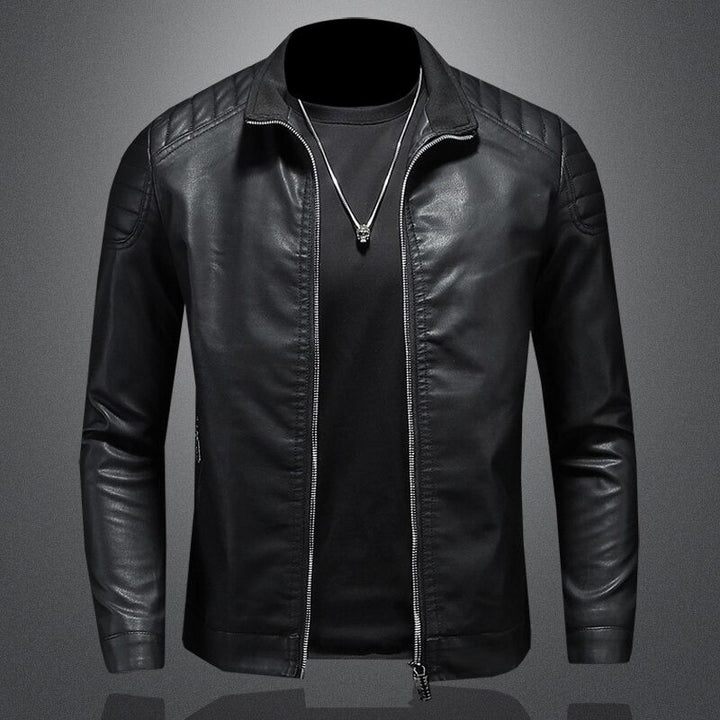 Crostin - leather jacket with stand-up collar