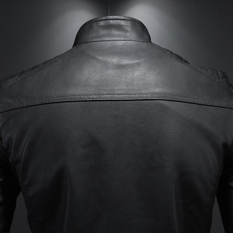 Crostin - leather jacket with stand-up collar