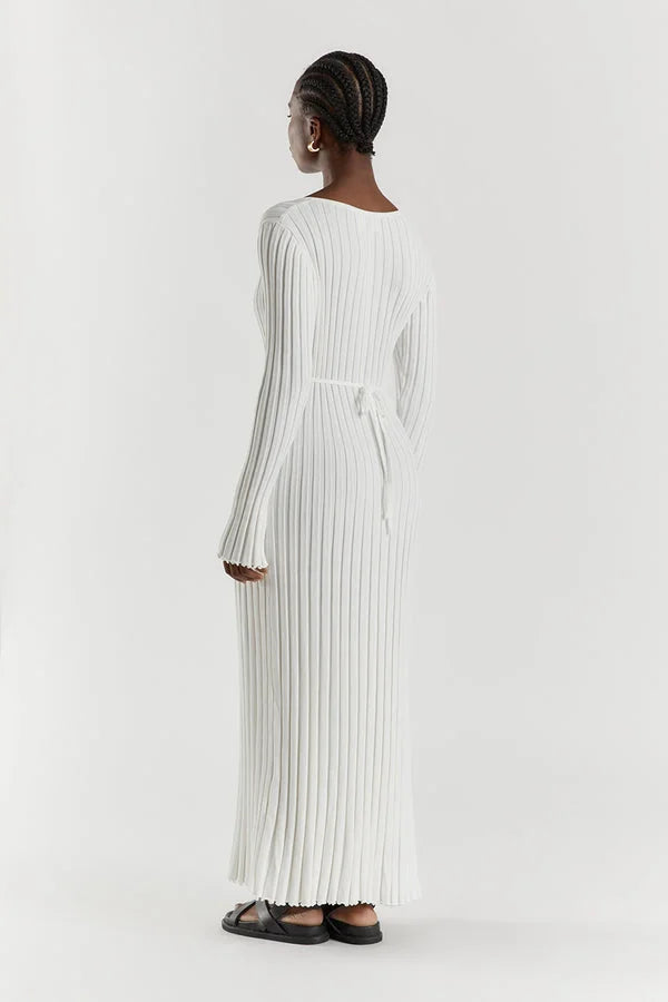 Eloisa V-neck knitted midi dress with sleeves