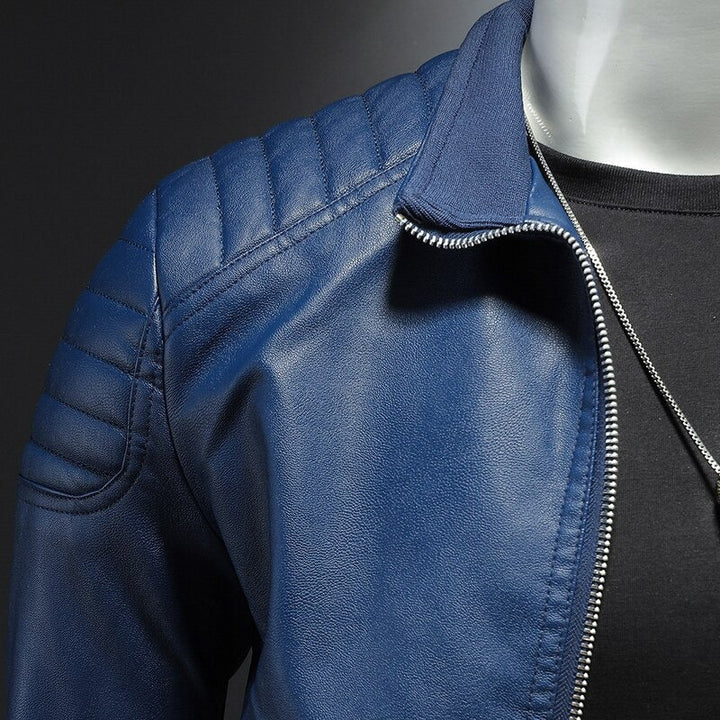 Crostin - leather jacket with stand-up collar