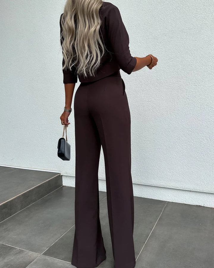 Tara ™ Jackets & High Waisted Straight Pants Set