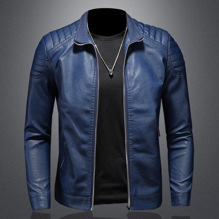 Crostin - leather jacket with stand-up collar