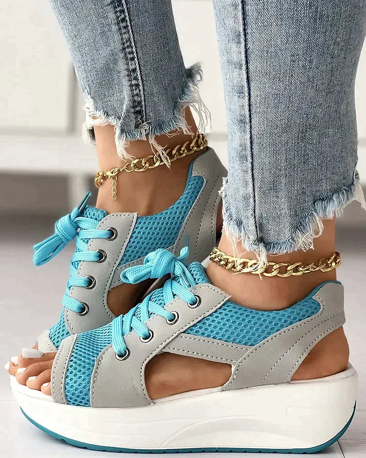 lace-up muffin sandals