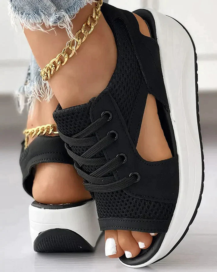 lace-up muffin sandals